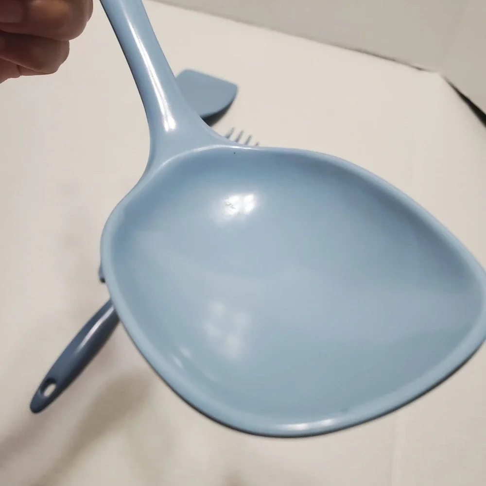 Vintage Blue Melamine Ware Kitchen Utensil Set 3 Spatula‎ Fork Spoon Taiwan Made